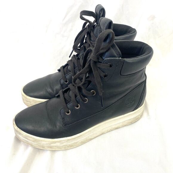 Timberland Mayliss 6-inch Platform Sneaker Boots Women Size 7 Black Leather - Picture 1 of 11